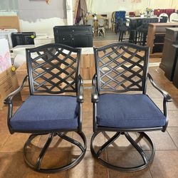 🔥Set of 2🔥25 Inch Modern Patio Dining Swivel Chair with Cushion (Blue ) 💰160  