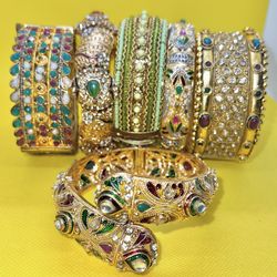 🟡 6 Indian Wedding Style Hinged Bracelets