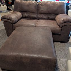 Leather Couch And Ottoman Set 