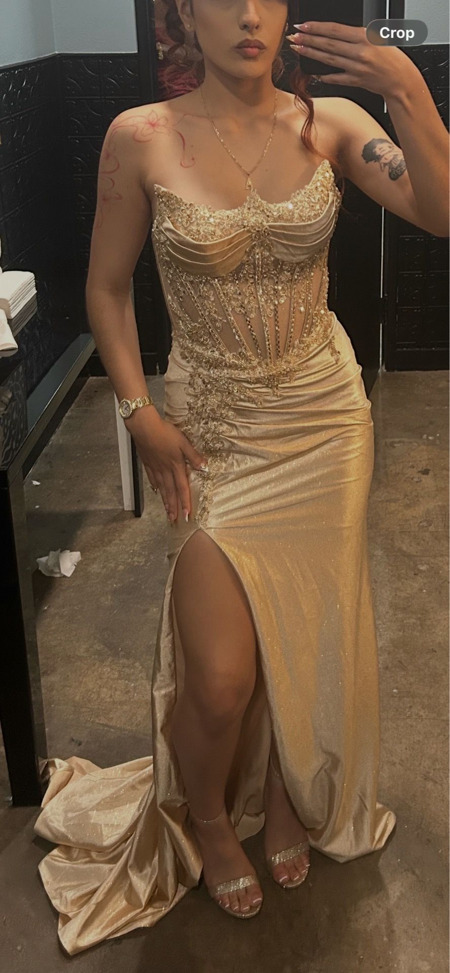 Gold prom dress