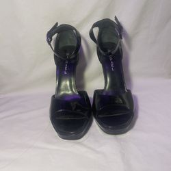 Michael Shannon Christy High Heels Pumps Peep Toe Women's Size 9 Black Leather