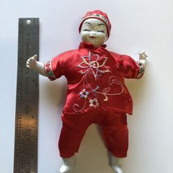 Antique Vintage Rare Porcelain Chinese Doll With Soft Body