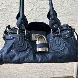 Authentic Chloe metallic blue Paddington