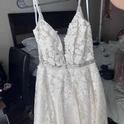 V-Neckline Short White Dress