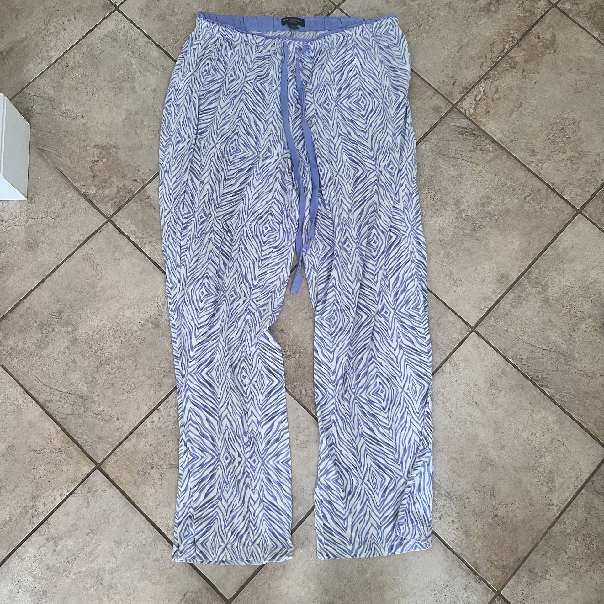 Women’s Dana Buchman intimates blue zebra pattern print pajama pants. Size medium
