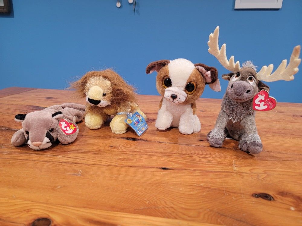 Ty Beanie Babies And Webkinz: Sven the Reindeer | Lion | Puppy | Panther