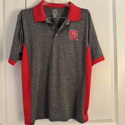 Men’s NC State University Pro Edge Grey and Red Performance Polo size medium