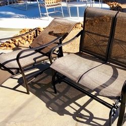 Outdoor Swing Bench Seat And Reliner Chair With Leg Rest On Slide