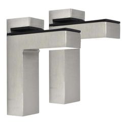 Solid Metal Adjustable Wood/Glass Shelf Bracket Wall Mount, Brushed Nickel Set Of Six