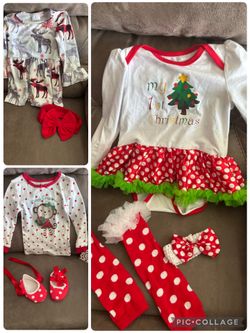 New Baby Girl’s 3 Christmas Sets $10
