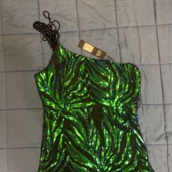Green Sequin And Black Dress