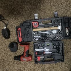 Hyper tough tool set and skil drill