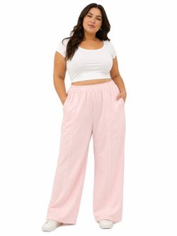 Women’s XL Light Pink Wide Leg Lounge Pants Elastic Waist Casual Stretch