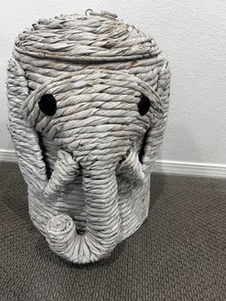 Grey Elephant Woven Basket