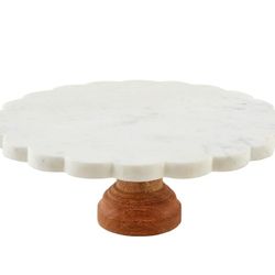 Mud Pie Marble Cake Stand, 12" dia, White