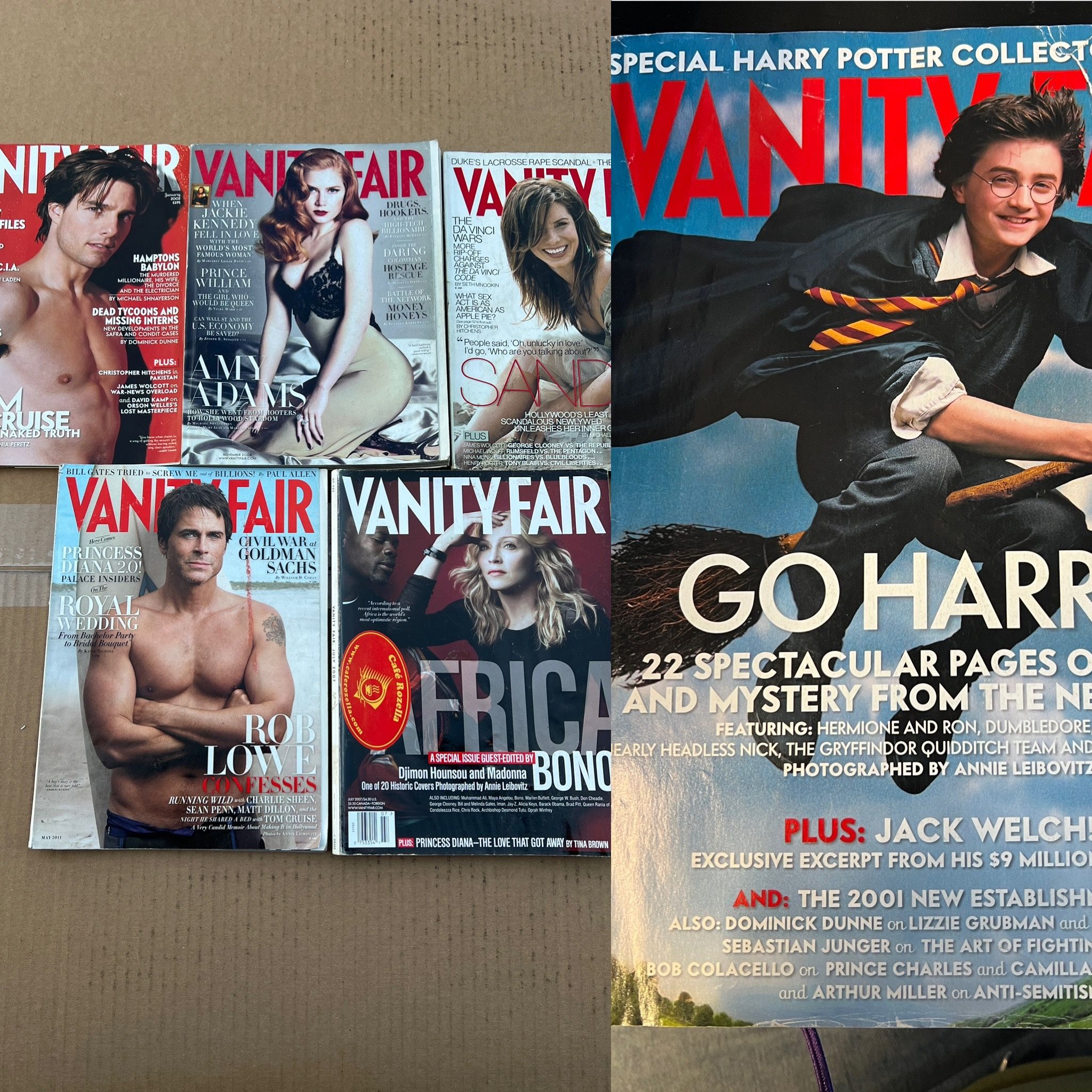 Lot of 6 Vanity Fair Magazine 2001-2002, 2006-2008, 2011 Issue