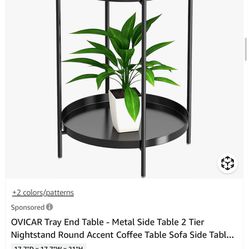 Tray End Table - Metal Side Table 2 Tier Nightstand Round Accent Coffee Table Sofa Side Table Waterproof Indoor Outdoor Snack Table