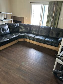 Sectional Three Piece Two Tone Leather