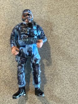 Army Military Action Figure POLICE Blue Swat KO 3 3/4"