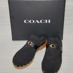 COACH designer slides clogs Heel mule Size 9 women's shoes. Black. New in box. Make an offer 