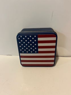 American Flag Square Metal Tin