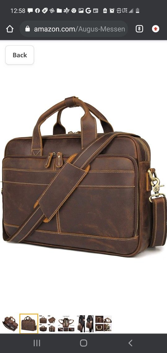 $50 AUGUS LEATHER MESSENGER BAG 