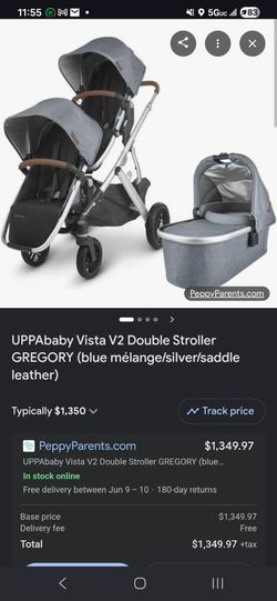 Uppababy Vista Blue Melange double stroller