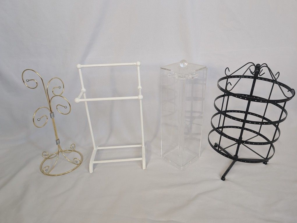 Various Vintage Jewelry Holders And Stands For Necklaces Earrings Bracelets