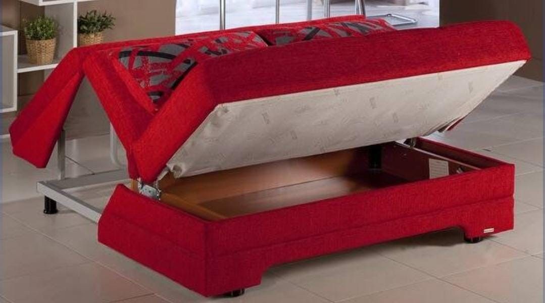 BELLONA TWIST STORY RED LOVESEAT SLEEPER