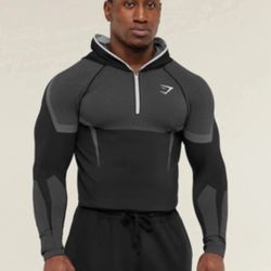 Gymshark Onyx 5.0 Seamless Hoodie- Black/Light Grey Size Small *IN HAND*