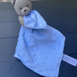 Carters Child of Mine Bear Plush Blue Lovey Minky Dots Rattle Security Blanket