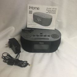 IHome Bluetooth Wireless FM Clock Radio With USB Charging 