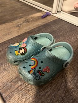 Blue glitter crocs size 9c