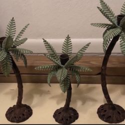 3 Brass Palm Tree Decor 