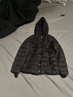 Black Quilted Puffer Jacket with Hood