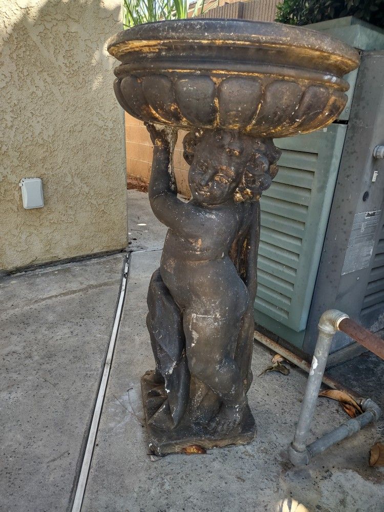Vintage Concrete Fountain/Planter Of A Whimsical Beautiful Cherub See Detail For More Information