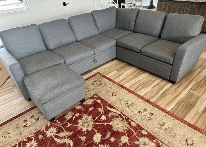 🛋️ HONBAY 7-Piece Modular Sleeper Sectional w/ Storage – Dark Gray – Like New!