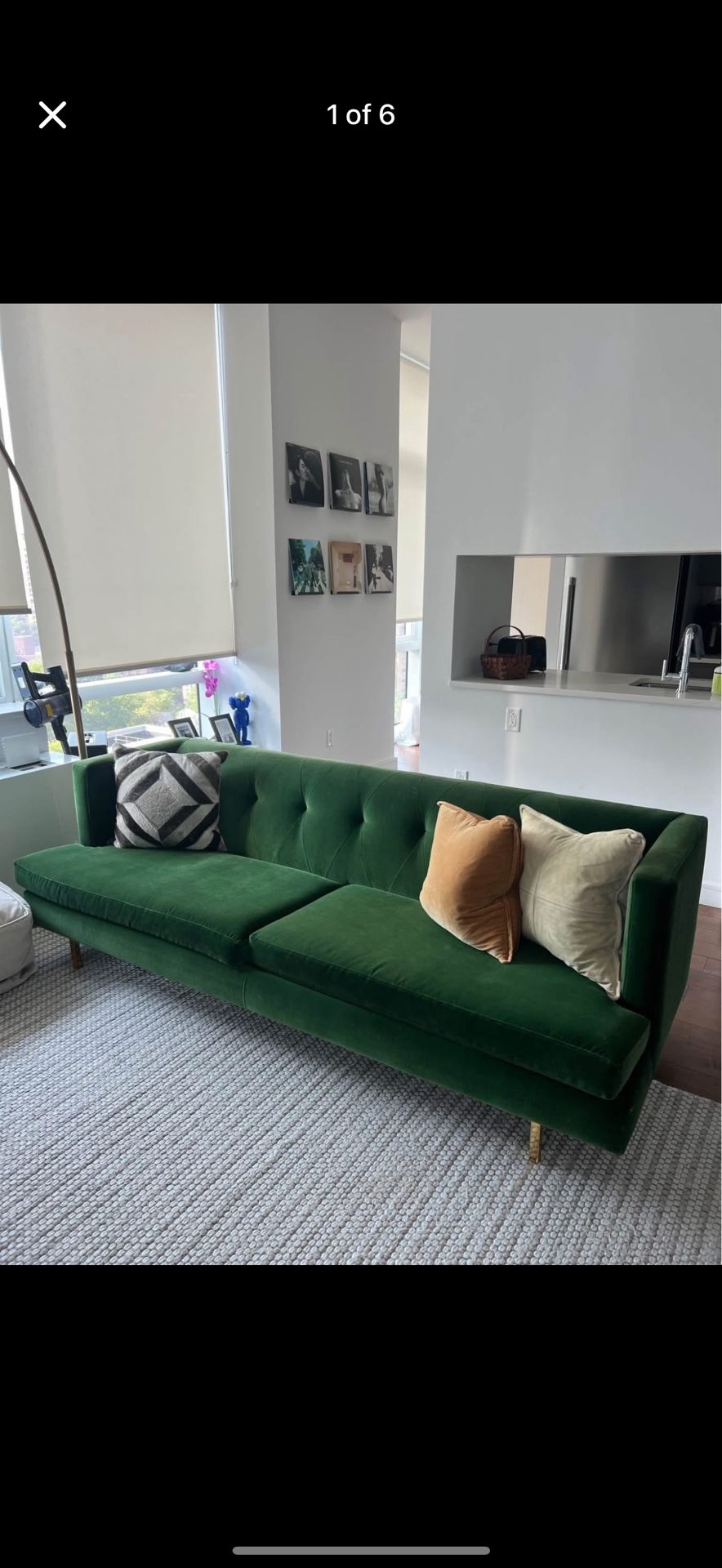 CB2 Green velvet Couch