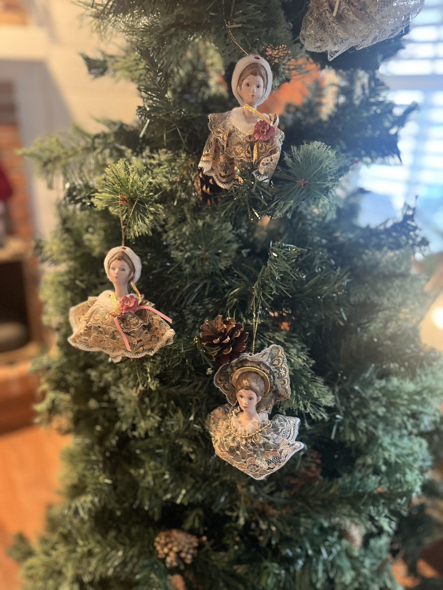 Nine (9) Vintage Lady Bust Tree Ornaments