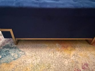 Glam Navy Velvet Storage Bench / Ottoman Trunk