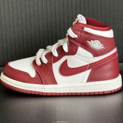 Nike Air Jordan 1 Retro High OG (TD) Toddler Shoes White Team Red 8C FD1413-160