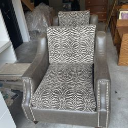 2 Gray/Zebra Print Chairs 