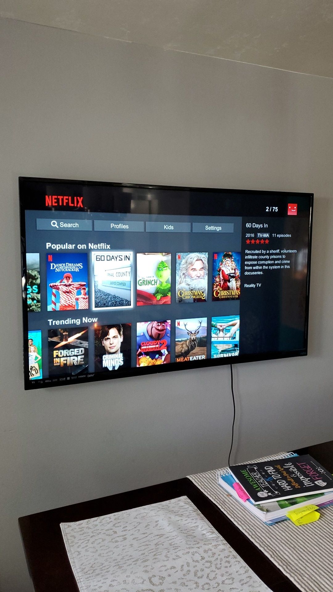 55 inch tv Vizio, including wall mount