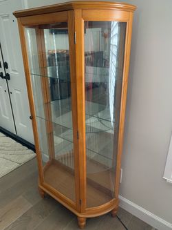 Wood and Glass Curio Display Cabinet