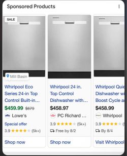 Whirlpool Dishwasher Model: WDP540HAMZ