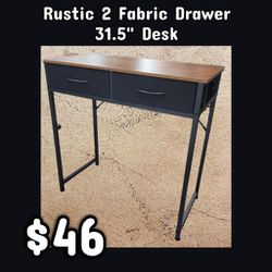 NEW Rustic 2 Fabric Drawer 31.5" Desk: Njft 