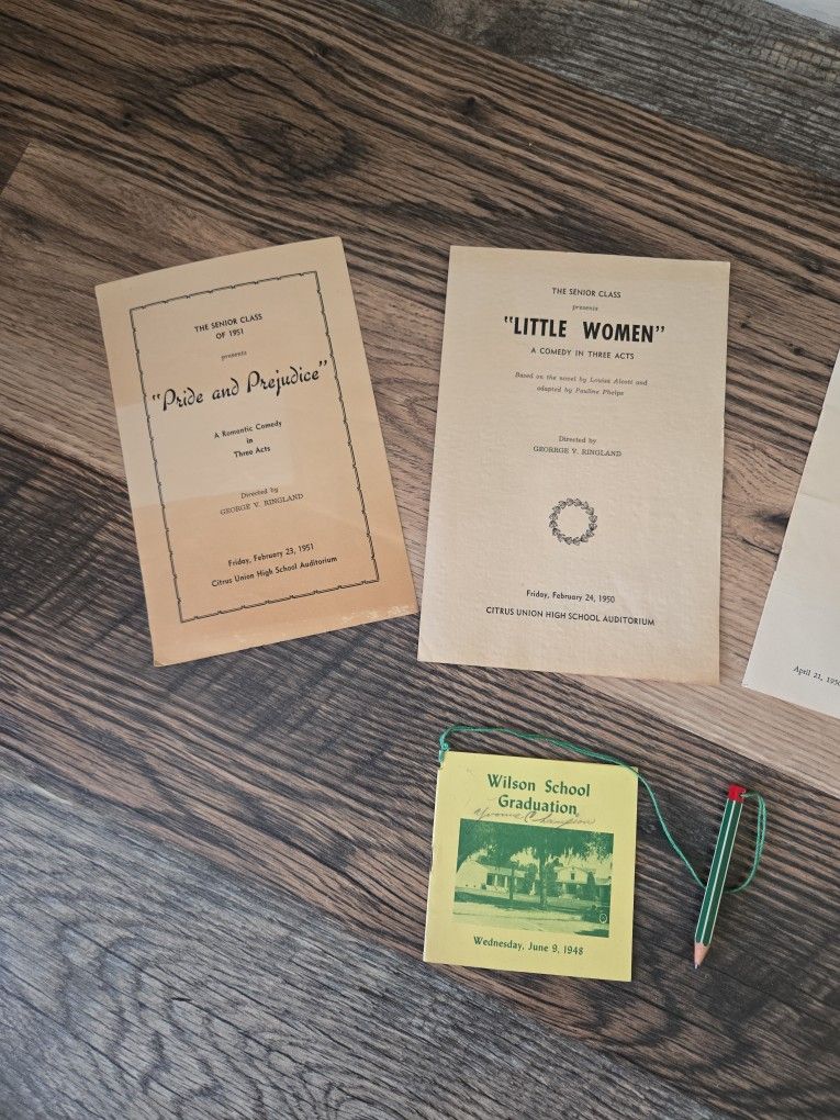 Misc. Old High School Theater Play Bills And Dance Cards