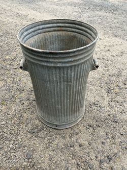 Vintage 1940’s era galvanized metal trash can