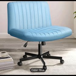 PUKAMI Criss Cross Chair with Wheels,Fabric Padded Armless Cross Legged Office Desk Chair for Home Office,Modern Swivel Height Adjustable Wide Seat Co