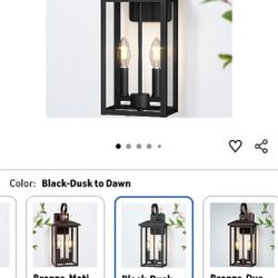 Large Outdoor Light Fixtures Black, Dusk to Dawn Outdoor Lighting, 2-Light Exterior Wall Fixture with E12 Socket, ETL Listed 18" Exterior Light Lanter